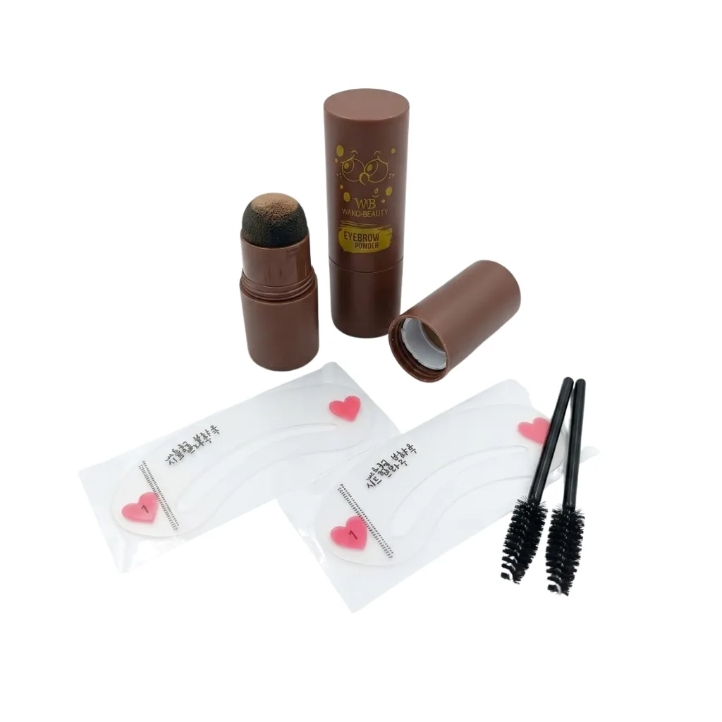 Kit Sello para Cejas – Sombra en Polvo con Plantillas y Cepillos Definidores